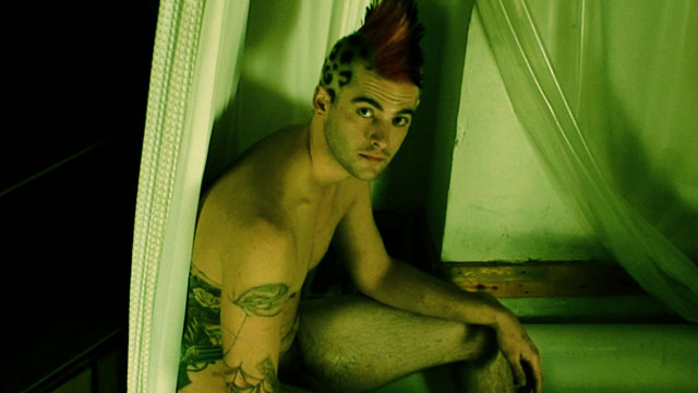 Smoking Punk With Tats & Mohawk Beats Off in the Bathtub