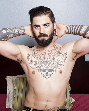 Tatted Spanish Hipster Shows Off